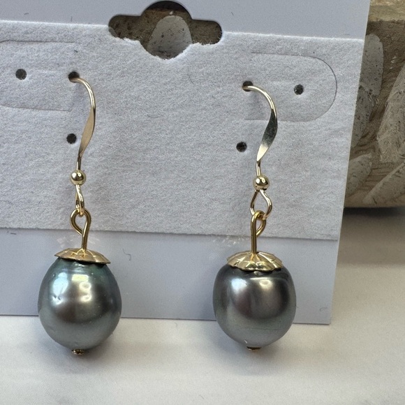 Gold Filled Tahitian Pearl Earrings - Picture 3 of 5